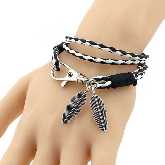 Leather Wrap Braided Wristband Bracelet Bangle - Picture 3 of 4